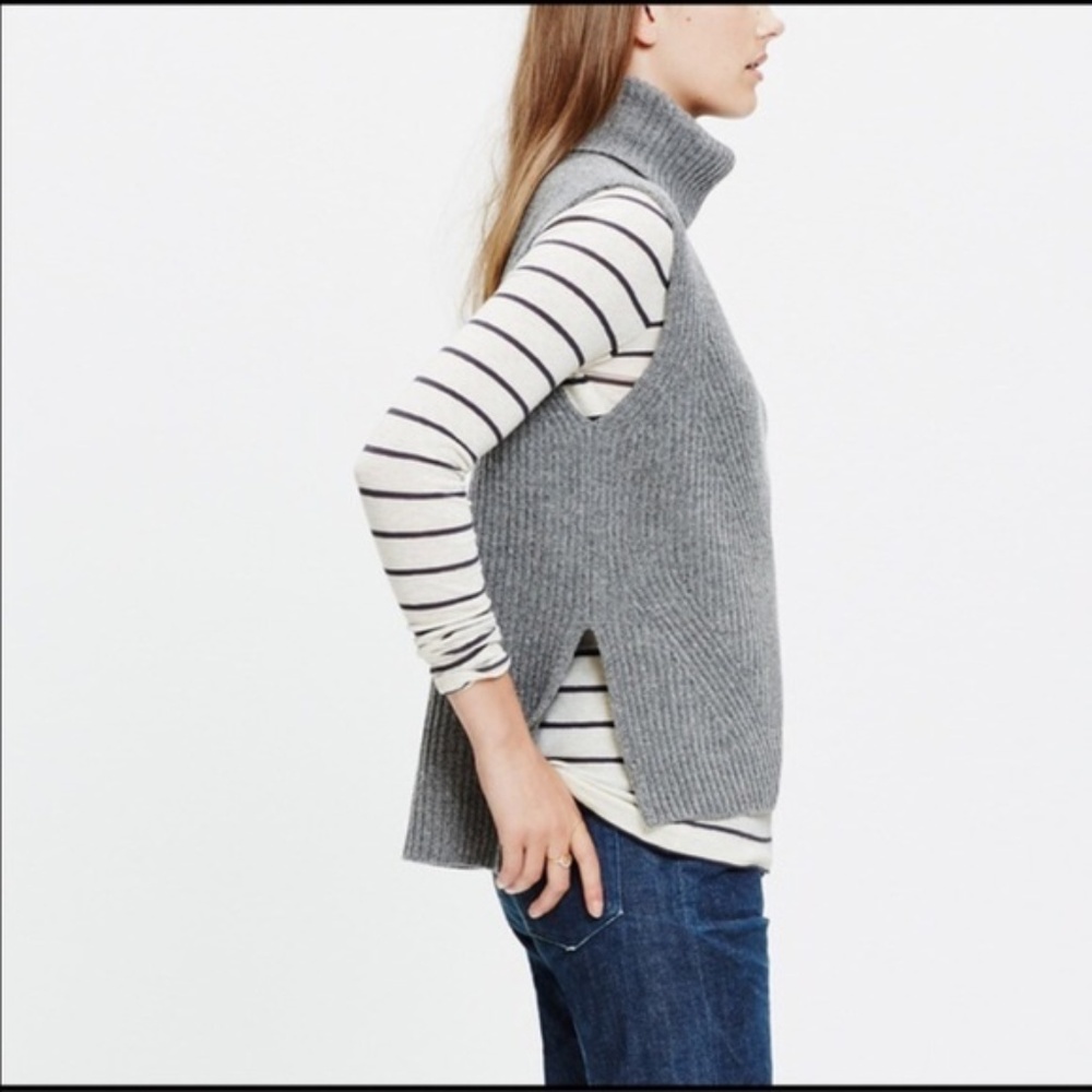 Madewell Gray Turtleneck Sleeveless Sweater - Picture 2 of 5